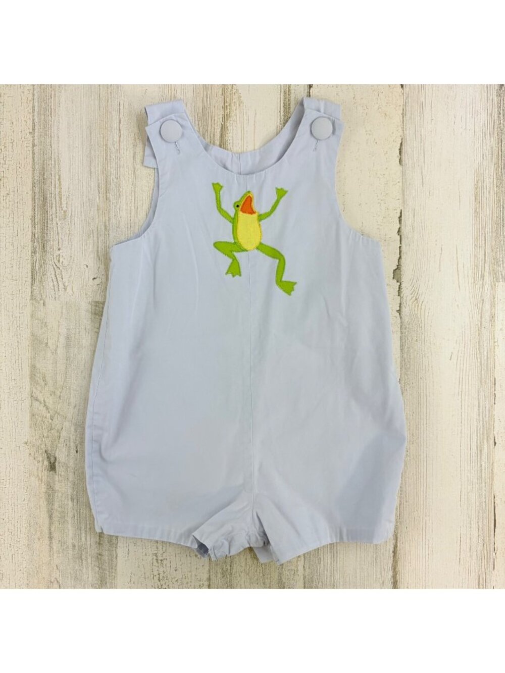 BEAUX et BELLES Boys Jon Jon Romper Applique Frog Sz 2T